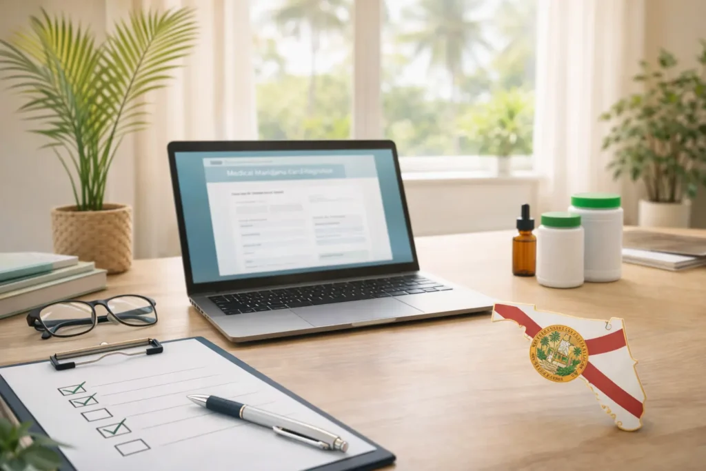 Online application checklist and documents for obtaining an FL MMJ Card in Florida