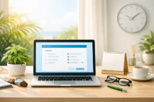 Online medical marijuana application on laptop representing how long does it take to get a MMJ card in Florida