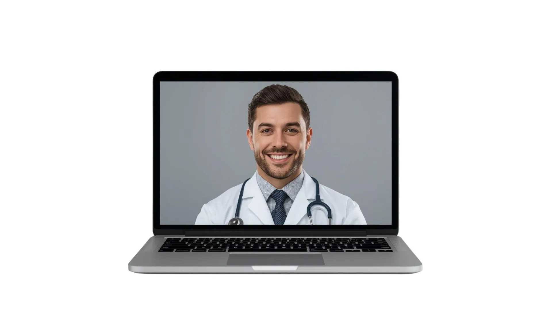 Doctor on a laptop screen representing an online consultation with a Medical Marijuana Doctor in Gainesville
