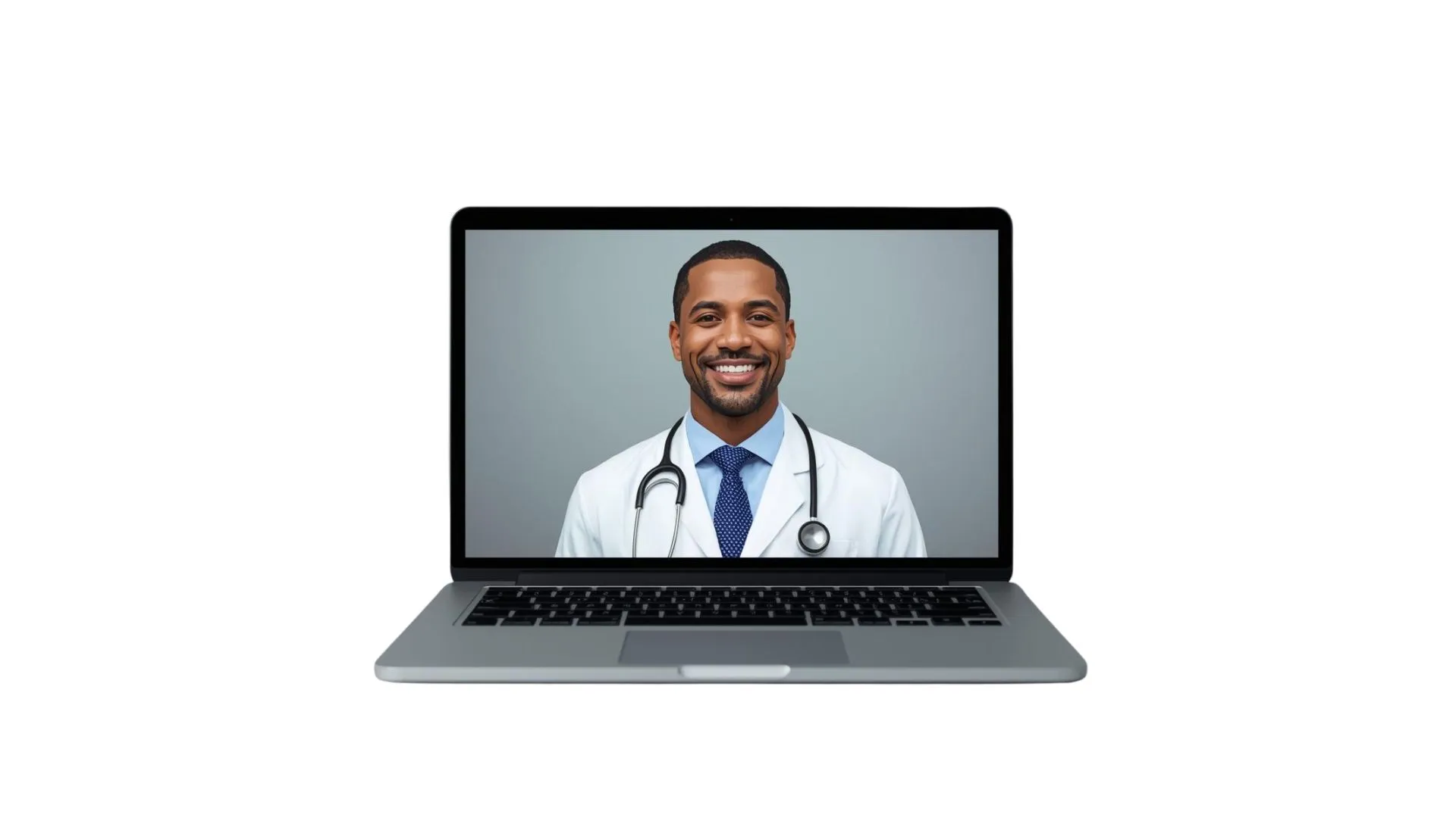 Doctor on a laptop screen representing an online consultation with a Medical Marijuana Doctor in Jacksonville