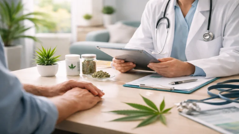 Medical marijuana doctor in Florida consulting with patient about certification, renewal, and treatment options