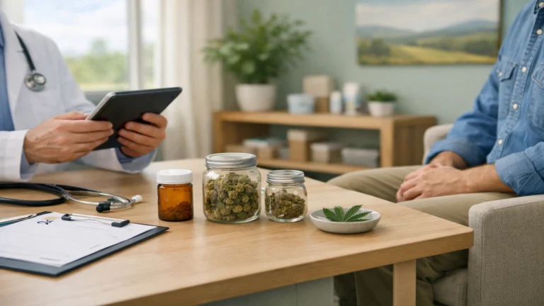 Medical marijuana doctor in Oklahoma consulting with patient about MMJ card certification and renewal