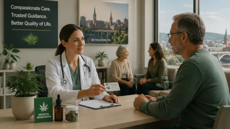 Medical Marijuana Card in Bethlehem patient receiving MMJ certification from a doctor.